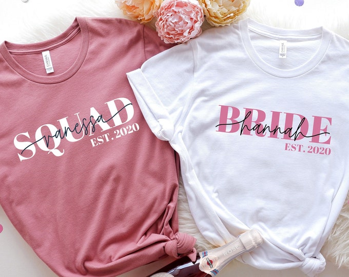 T-shirt Col V Femme EZYshirt® Bride & Squad - Couronne De Fleurs Enterrement Vieille Fille Blanc