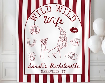 Custom Wild Wild Wife Bachelorette Banner, Nashville Bachelorette Party Decor, Western Bridal Shower Banner, Cowgirl Bach Decor