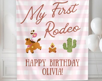 My First Rodeo Birthday Banner Girl, My First Rodeo Party Decor, Western First Birthday Decoration, First Birthday Party Decoration Girl