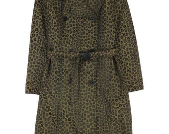 Fendi Double Breasted Belted Trench Coat in Vintage 90s Leopard Print