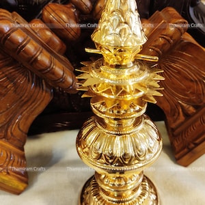 Gold Plated Kalasam for Home Pooja Mandir 9&quot; | Gold Plated Gopura kalasam | Kalasam