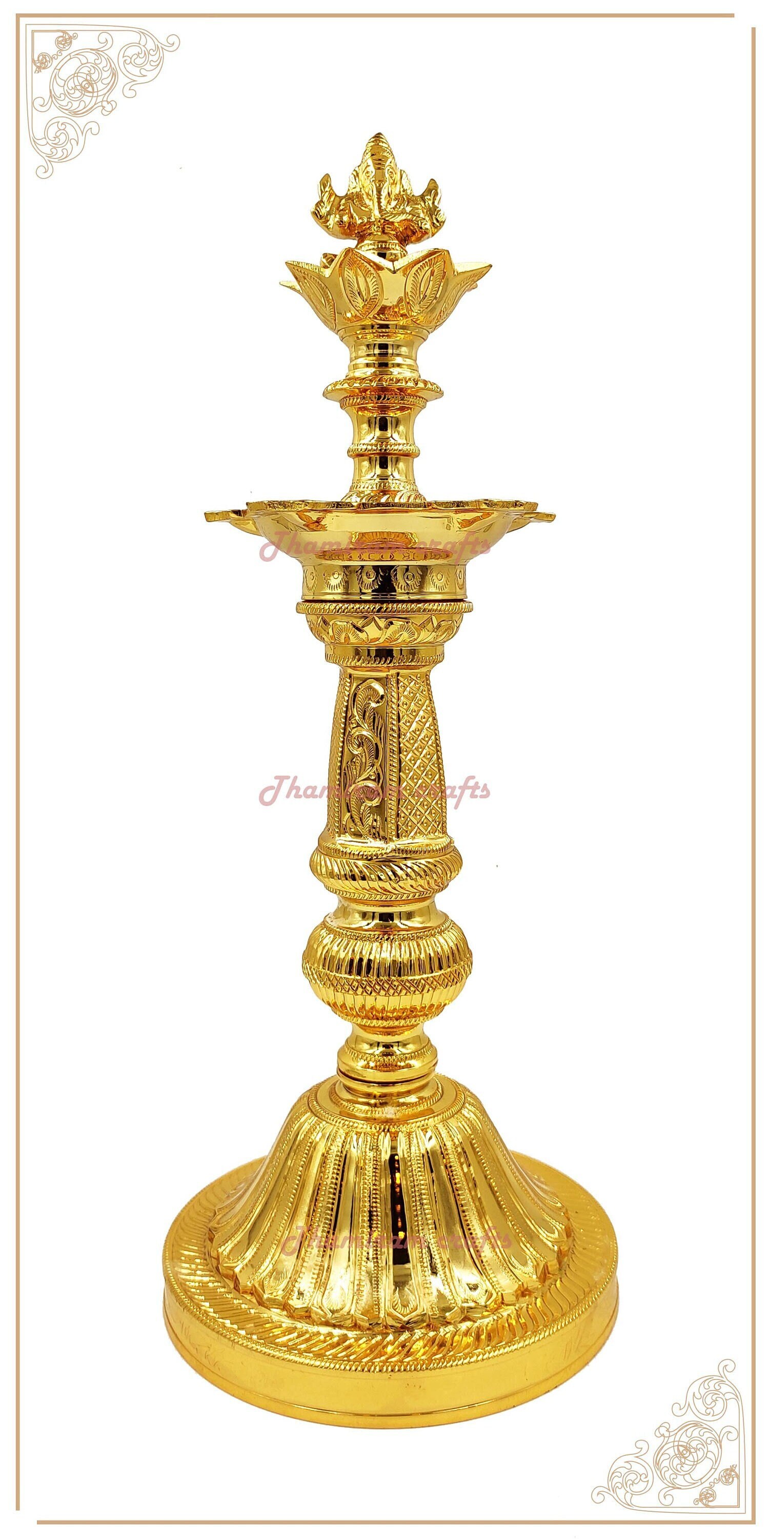 Brass Vinayagar Lamp With Gold Platted Vinayagar Thoon Vilakku
