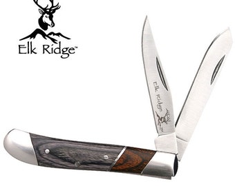 Elk Ridge Double Blade Folding Knife with Laser Engraved Logo