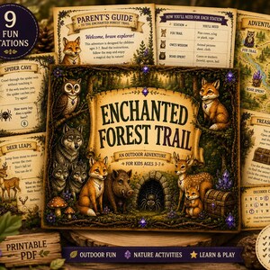 Kit de aventuras en el Bosque Encantado / Búsqueda del tesoro al aire libre para niños (3-7 años) (PDF digital)