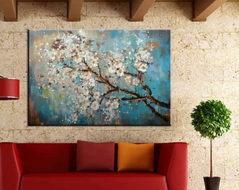 Large 100% Handpainted Flowers Tree Abstract Morden Oil Painting On Canvas Wall Art Wall Pictures For Living Room Home Decor