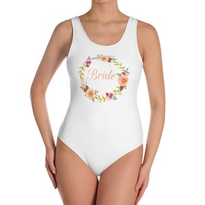 Wedding Gift, Bride Swimsuit, Bridal Shower favors, Bachelorette Party Swim Suit, Wedding Favors, Beach Hen Party, One-Piece Bathing Suit image 2