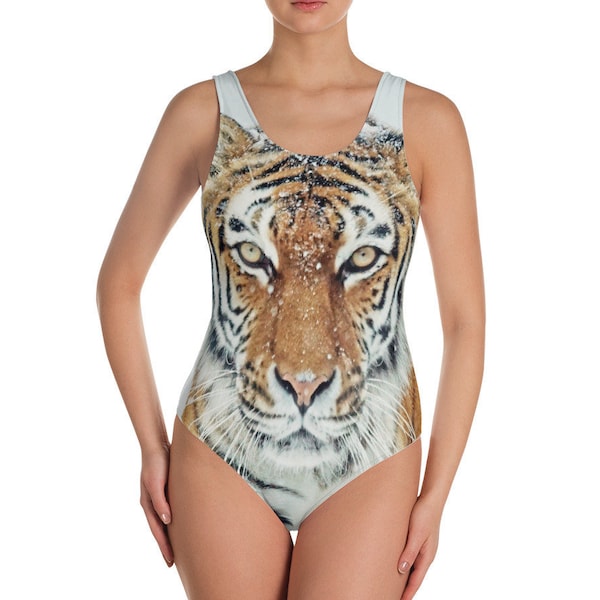 Tiger Swimsuit, Animal Print Swimwear, Wild Cat Swim Suit, Plus Size Beachwear, Girl's Bathing Suit, Jungle One-Piece Swimsuit