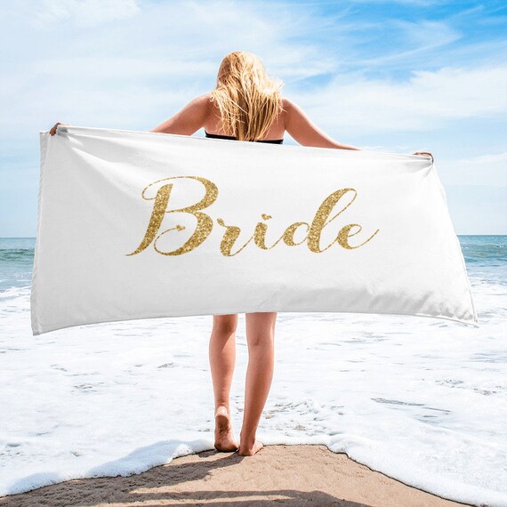 Wedding Gift Bride Beach Towel Bridal Shower Favors Bachelorette Party Hen For Her Gold Sand Honeymoon
