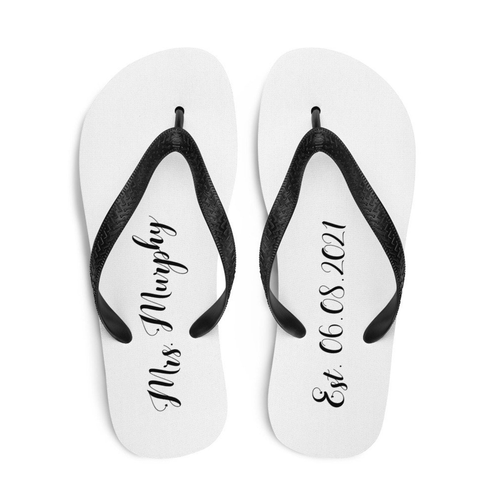 Personalized Bride Flip-Flops Wedding Date Gift Custom Mrs | Etsy