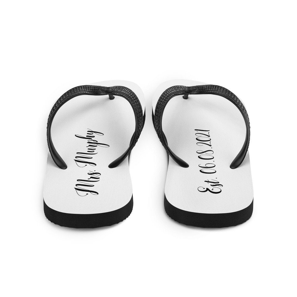 Personalized Bride Flip-Flops Wedding Date Gift Custom Mrs | Etsy