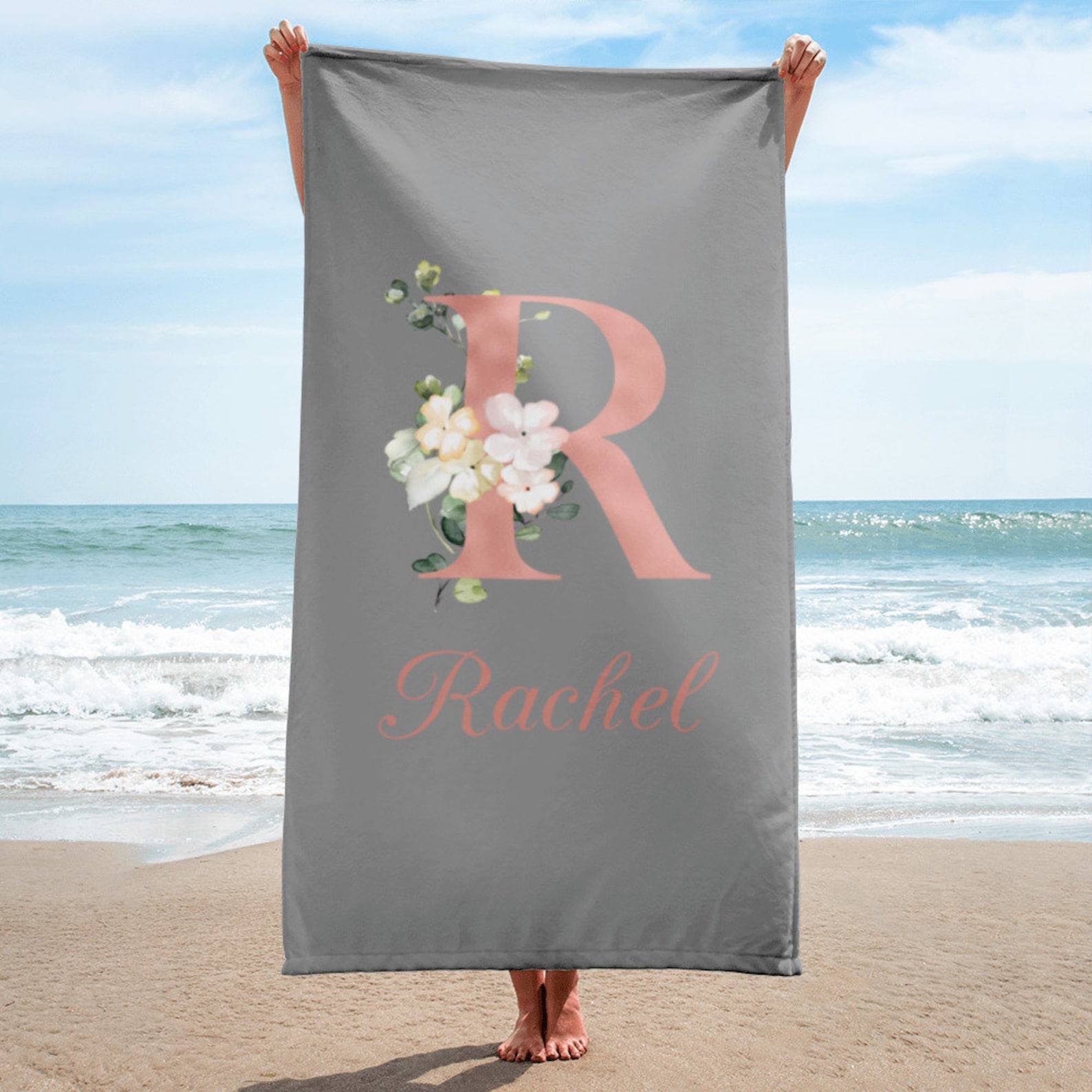 Personalised Towel Monogram Beach Towel Custom Bridesmaid Etsy