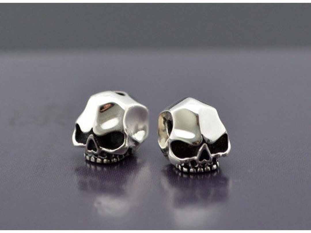 Sterling Silver Skull Beads, Skull Spacer Beads, Guru Beads,lanyard ...