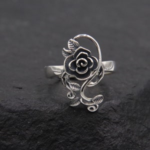 Sterling Silver Rose Ring,Silver Flower Ring,Silver Ring Women,Adjustable Ring,Gift