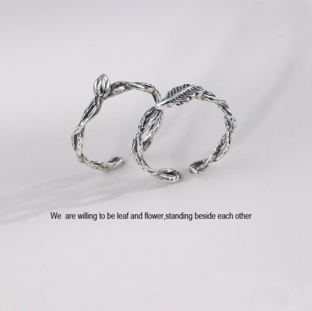 Leaf and Flower Ringsterling Silver Matching Ringfriendship - Etsy