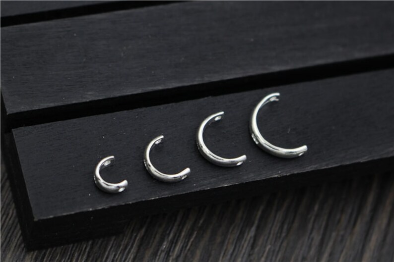 Sterling Silver Bead Frames,Silver Crescent Frames Silver semicircle Spacer Beads for 4mm 6mm 8mm 10mm beads