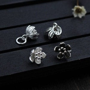 Sterling Silver Flower Charm,  Floret Charm,Bracelet Necklace Charm,Handmade Silver Jewelry Charm
