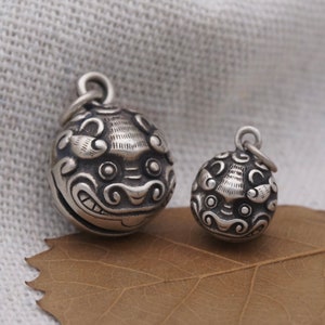 Sterling Silver Amulet Bell Charm Pendant,Guardian Bell Pendant,Totem Pendant,Vintage Pendant