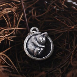 990 Sterling Silver Cat Charm Pendant