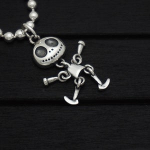 Sterling Silver Skeleton Charm Pendant Movable limbs,Cartoon Charm Pendant, Skull Pendant