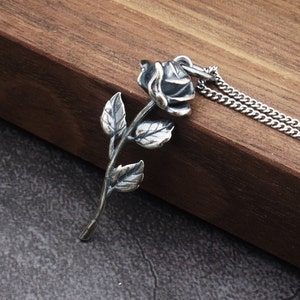 Sterling Silver Rose Flower Charm Pendant,Vintage Pendant,Handmade Silver Jewelry