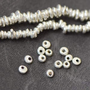 5CM/43-45PCS Sterling Silver Beads,Silver Spacer Beads,Irregular Flat Beads,Silver Beads Spacer,Mini Beads