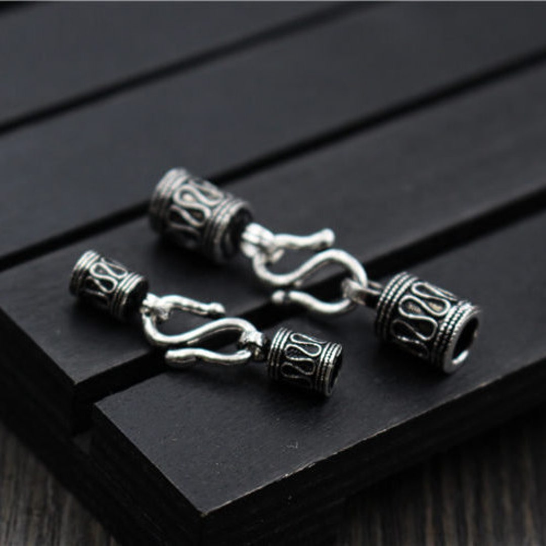 Sterling Silver Leather End Clasps, Leather Rope Necklace Clasp