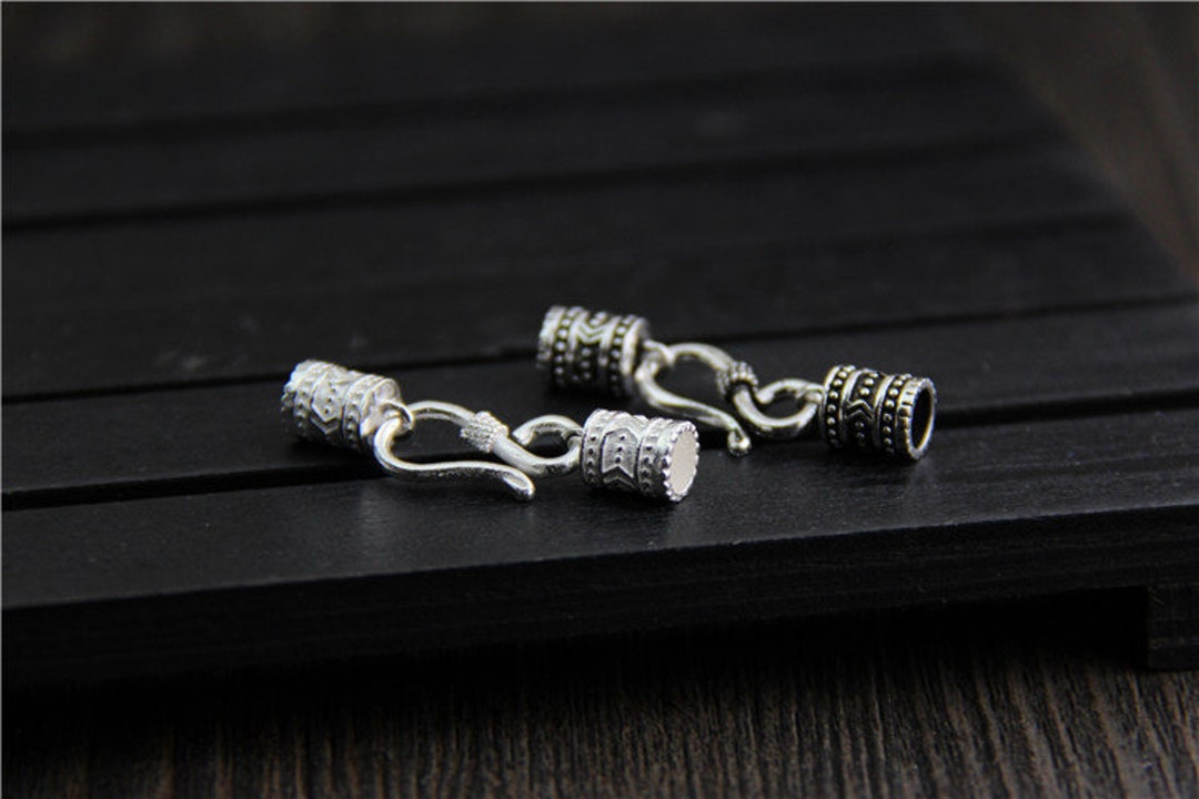 Sterling Silver Leather End Clasps, Leather Rope Necklace Clasp