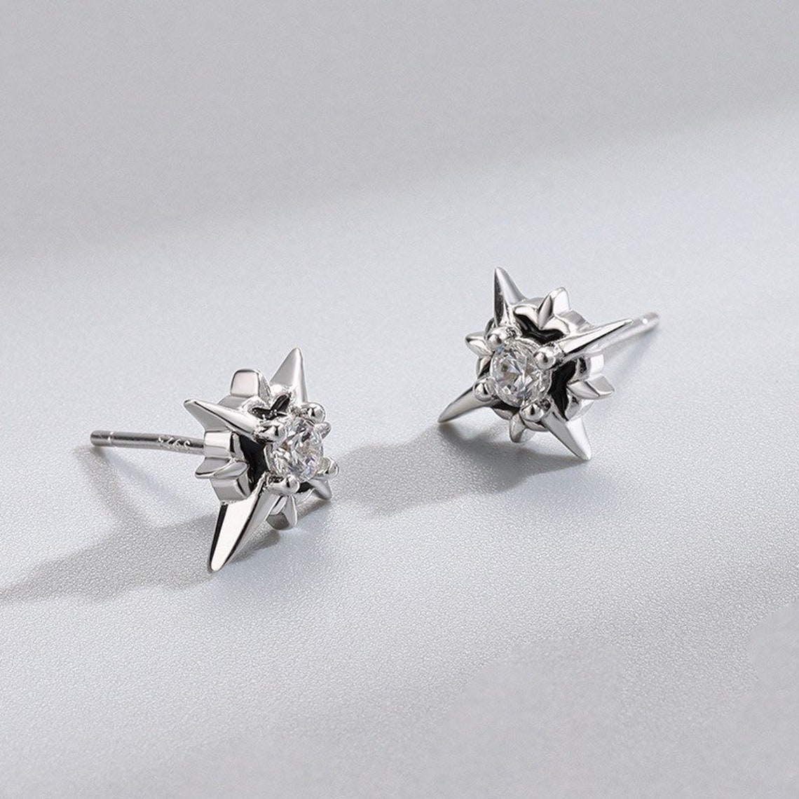 Sterling Silver Star Stud Earringssilver Star Earrings With | Etsy