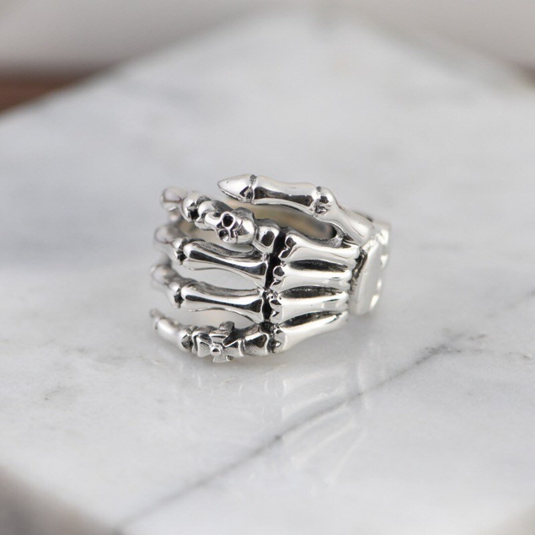 Sterling Silver Skeleton Hand Ring,skull Hand Ring,silver Ring Men,adjustable Ring,vintage Ring