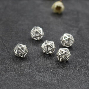 Hollow Lozenge Sterling Silver Beads,S925 Sterling Silver Spacer Beads ,Bracelet Beads,Necklace Beads 7MM