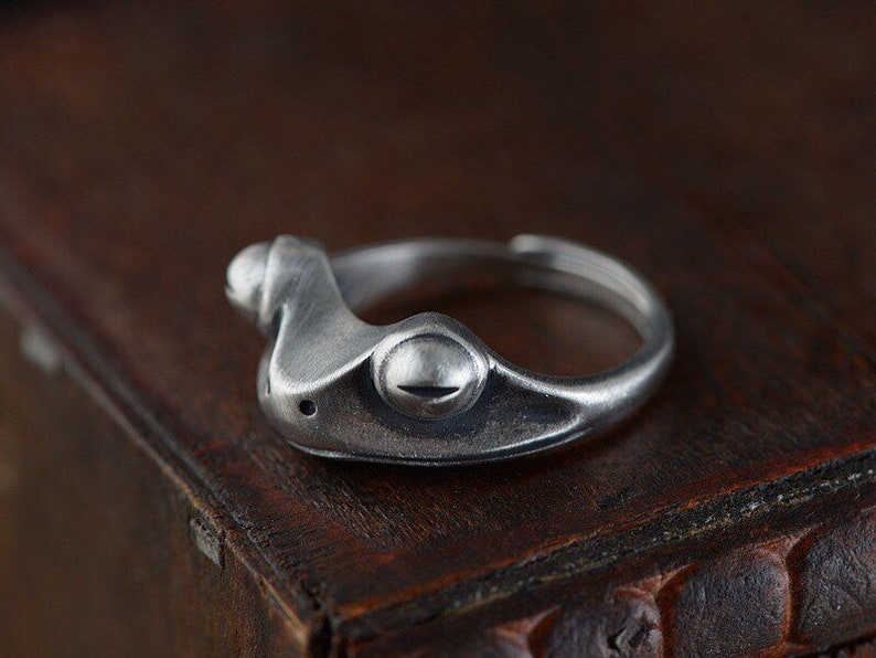 Sterling Silver Frog Ring,Adjustable Ring,Open Ring,Silver Ring Women Men,Band Ring