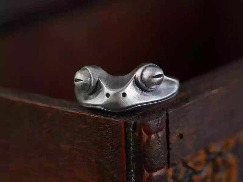 Sterling Silver Frog Ring,Adjustable Ring,Open Ring,Silver Ring Women Men,Band Ring