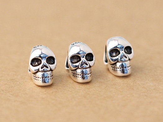 Sterling Silver Skull BeadsSkull Spacer BeadsSkull | Etsy