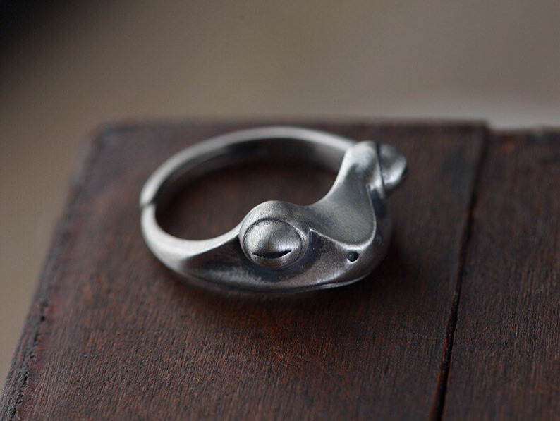 Sterling Silver Frog Ring,Adjustable Ring,Open Ring,Silver Ring Women Men,Band Ring