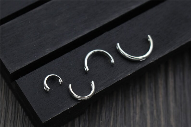 Sterling Silver Bead Frames,Silver Crescent Frames Silver semicircle Spacer Beads for 4mm 6mm 8mm 10mm beads