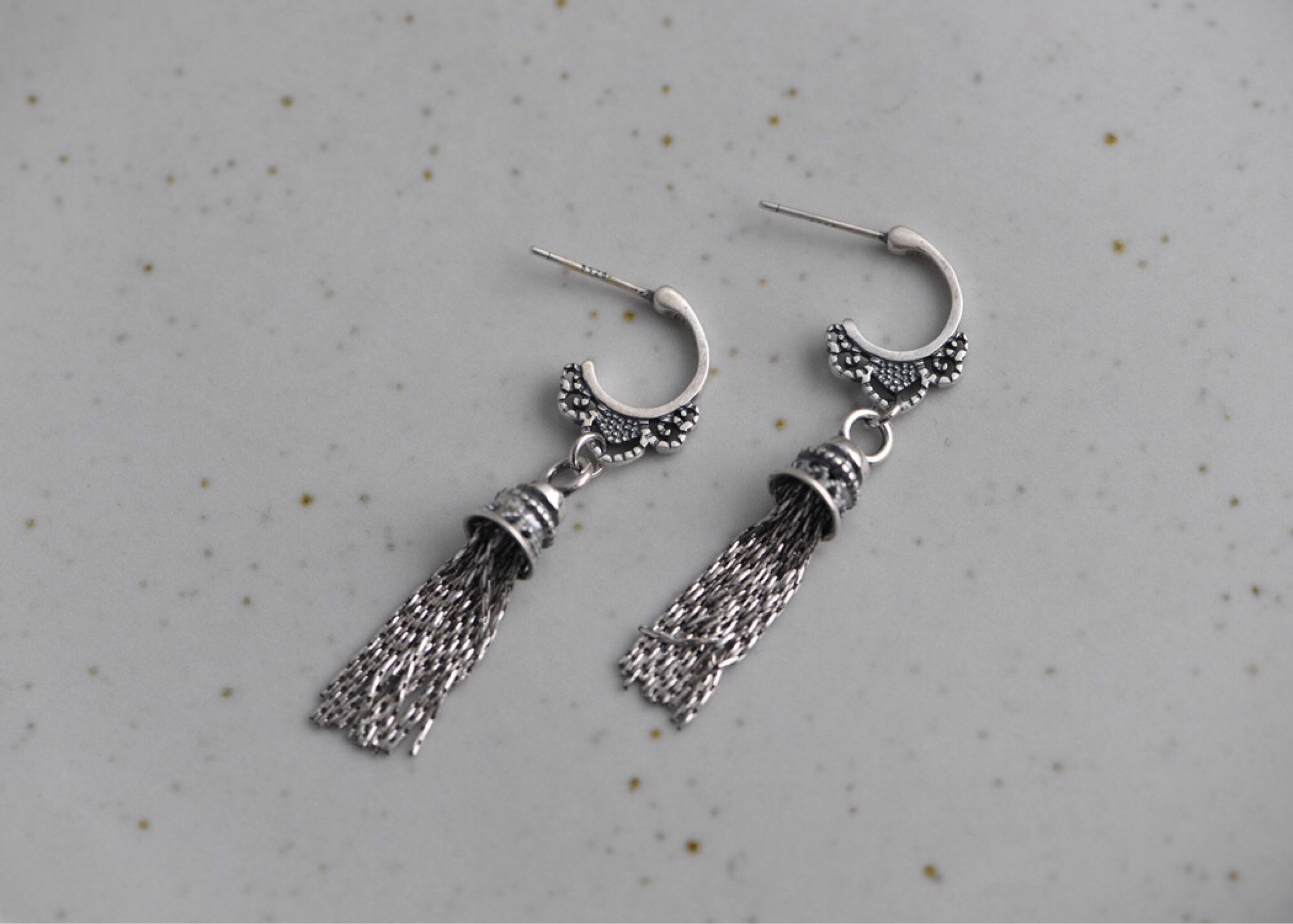 Sterling Silver Tassel Earrings Tassel Stud Earringsdrop Etsy