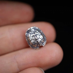 Sterling Silver Turtle Bead,Tortoise Bead, Carapace Bead,Silver Turtle Shell, Silver Spacer Bead