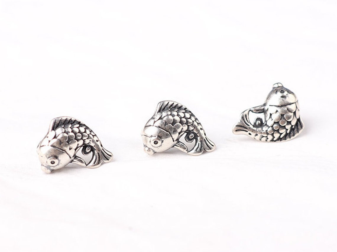 2 Sterling Silver Fish BeadsMinnows BeadsSilver Spacer Beads Etsy