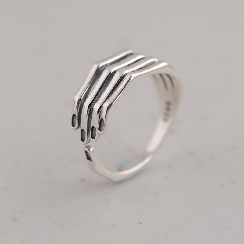 Grasp My Hand Sterling Silver Hand Ring,Finger Ring,Adjustable Ring,Open Ring,Band Ring,Gift For Girlfriend