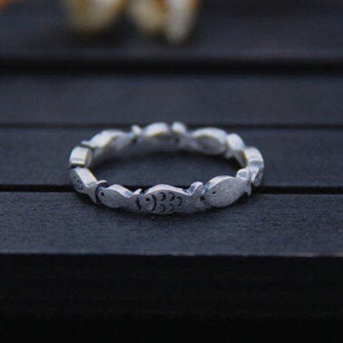 990 Sterling Silver Fish Ringband Ringsilver Ring Etsy