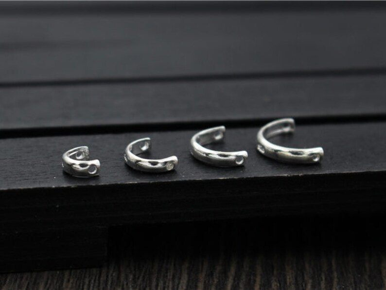 Sterling Silver Bead Frames,Silver Crescent Frames Silver semicircle Spacer Beads for 4mm 6mm 8mm 10mm beads