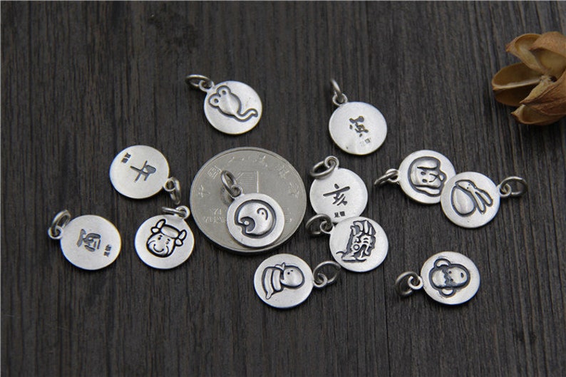 Sterling Silver Chinese Zodiac Charm Pendant,Silver Animal Charm,Sterling Silver Zodiac jewelry