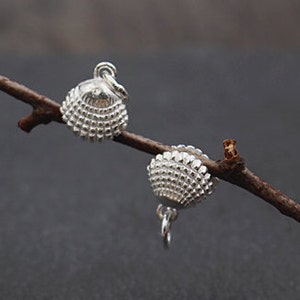 2PCS Sterling Silver Seashell Charm,Seashell Pendant,Earrings Necklace Bracelet Charm,Handmade Silver Jewelry Charm