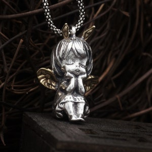 Sterling Silver Angel Charm Pendant,Fairy Pendant,Solid Silver Necklace Pendant