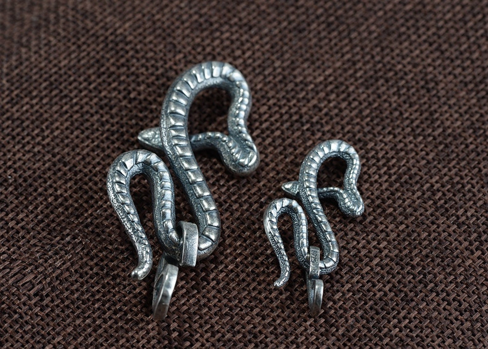 Silver Snake Necklace Sterling Silver Snake Charm on a