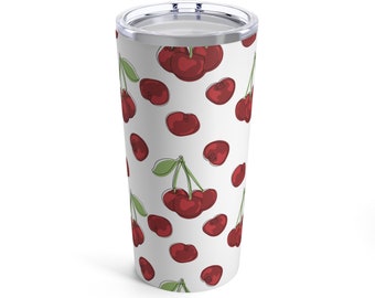 Coquette Style, Tumbler, Red Cherries , Gift for Her, Stainless Steel