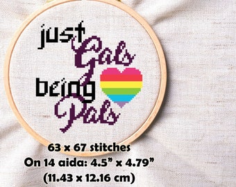 Funny Lesbian Cross Stitch Pattern, Pride Cross Stitch, Gals being Pals, Queer Woman, Valentines for Her, LGBTQ Cross Stitch, Homosexual