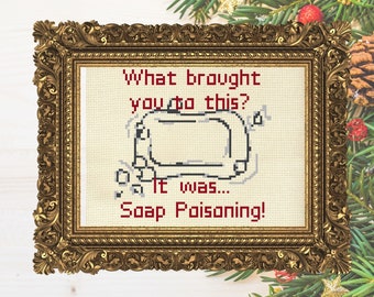 A Christmas Story, Cross Stitch PATTERN, Soap Poisoning!, Movie Quotes, Christmas Cross Stitch Pattern, Funny Cross Stitch, Nostalgic