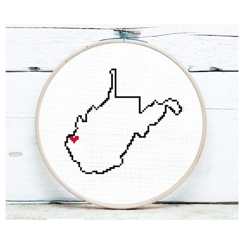 West Virginia Cross Stitch Pattern, Customizable Cross Stitch, WV Cross Stitch Pattern