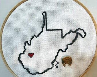 West Virginia Cross Stitch Pattern, Customizable cross stitch, WV Cross Stitch Pattern, Mountaineer Pride, Thundering Herd, Appalachian